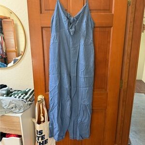 Old Navy Blue Denim Jumpsuit Sleeveless V-Neck